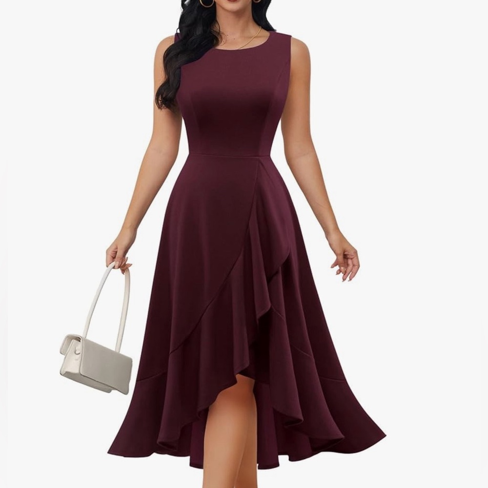 NEW - Dress Tells Burgundy Formal Party Midi Dress - Size XL